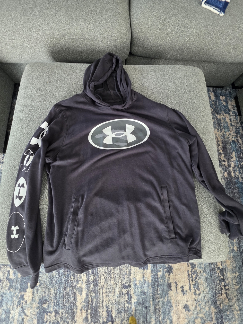 Under Armour Men's Black Crewneck Hoodie with Logo Sleeve Details